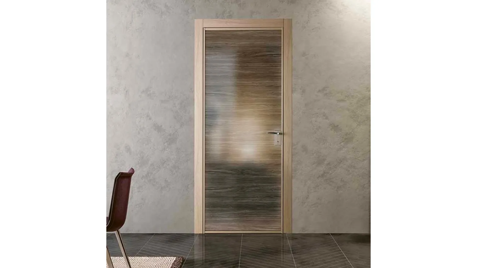 Porta per interni battente Grafite Glass Grano in vetro con telaio in alluminio di BiHome