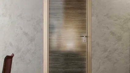 Porta per interni battente Grafite Glass Grano in vetro con telaio in alluminio di BiHome