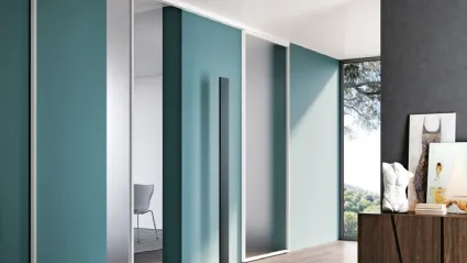 Porta per interni scorrevole esterno muro in vetro e alluminio Plana System Easy Bianco di BiHome