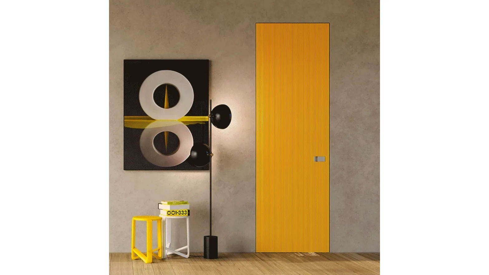 Porta per interni battente in laccato Giallo Filomuro Millerighe di BiHome