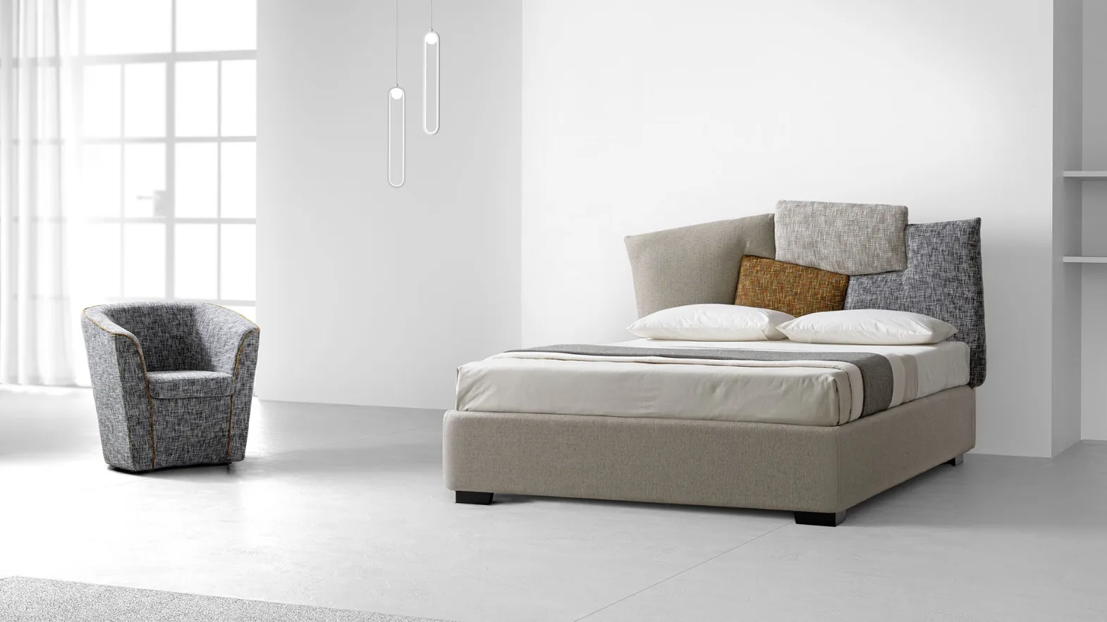 Letto in tessuto con testiera dal design originale Fantasy di Stilfar