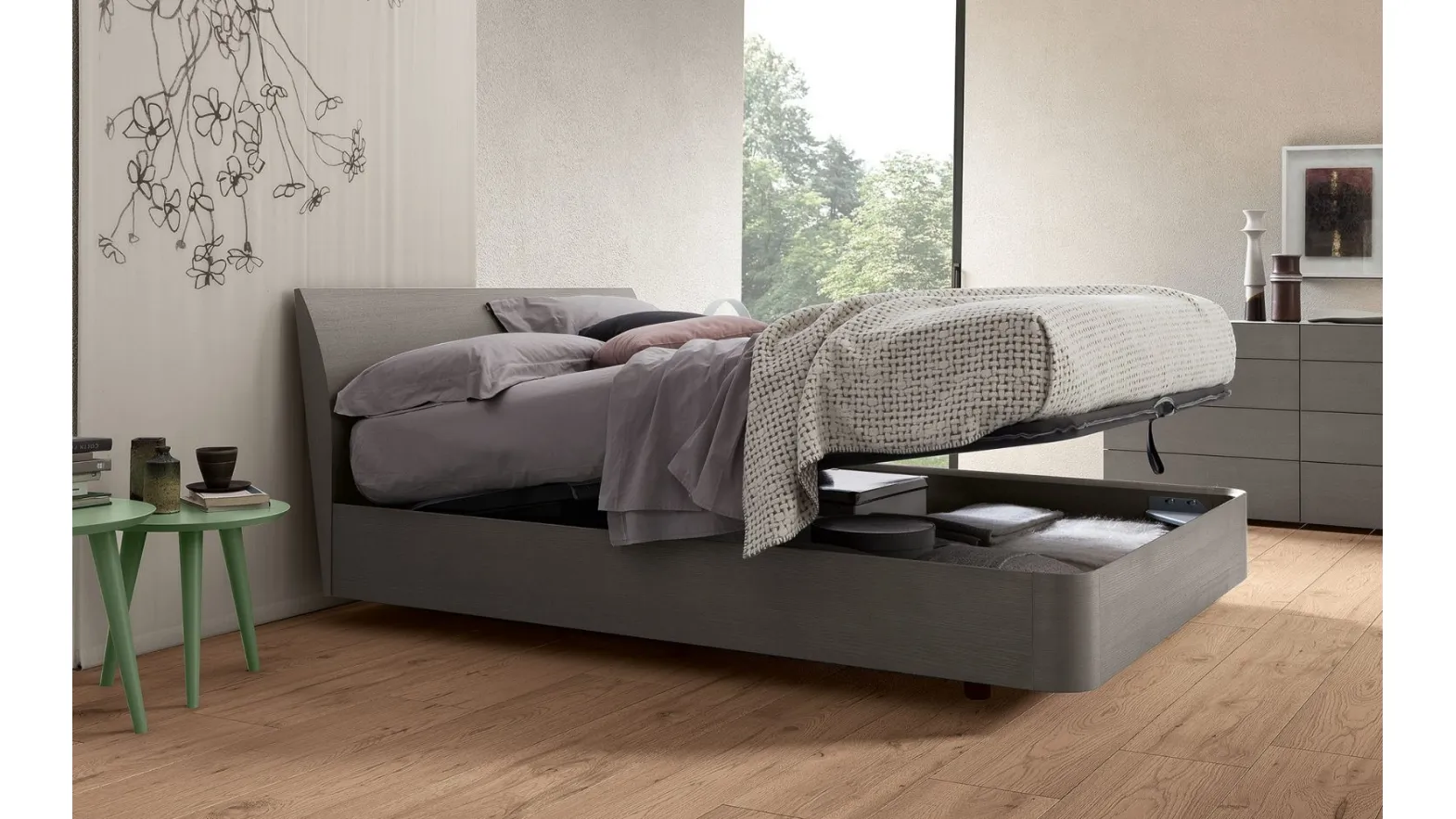 Letto con contenitore Kingda di Morassutti