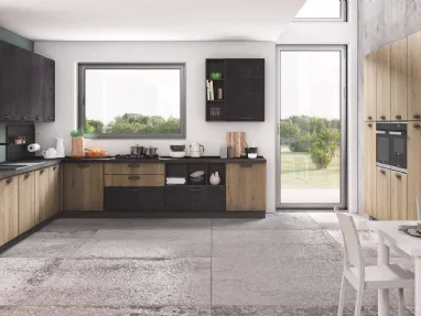 Cucina Moderna ad angolo Ambra 01 Rovere e Antracite di Net Cucine