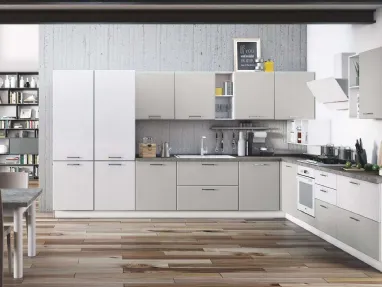 Cucina Moderna angolare Ambra 03 Bianco e Grigio di Net Cucine