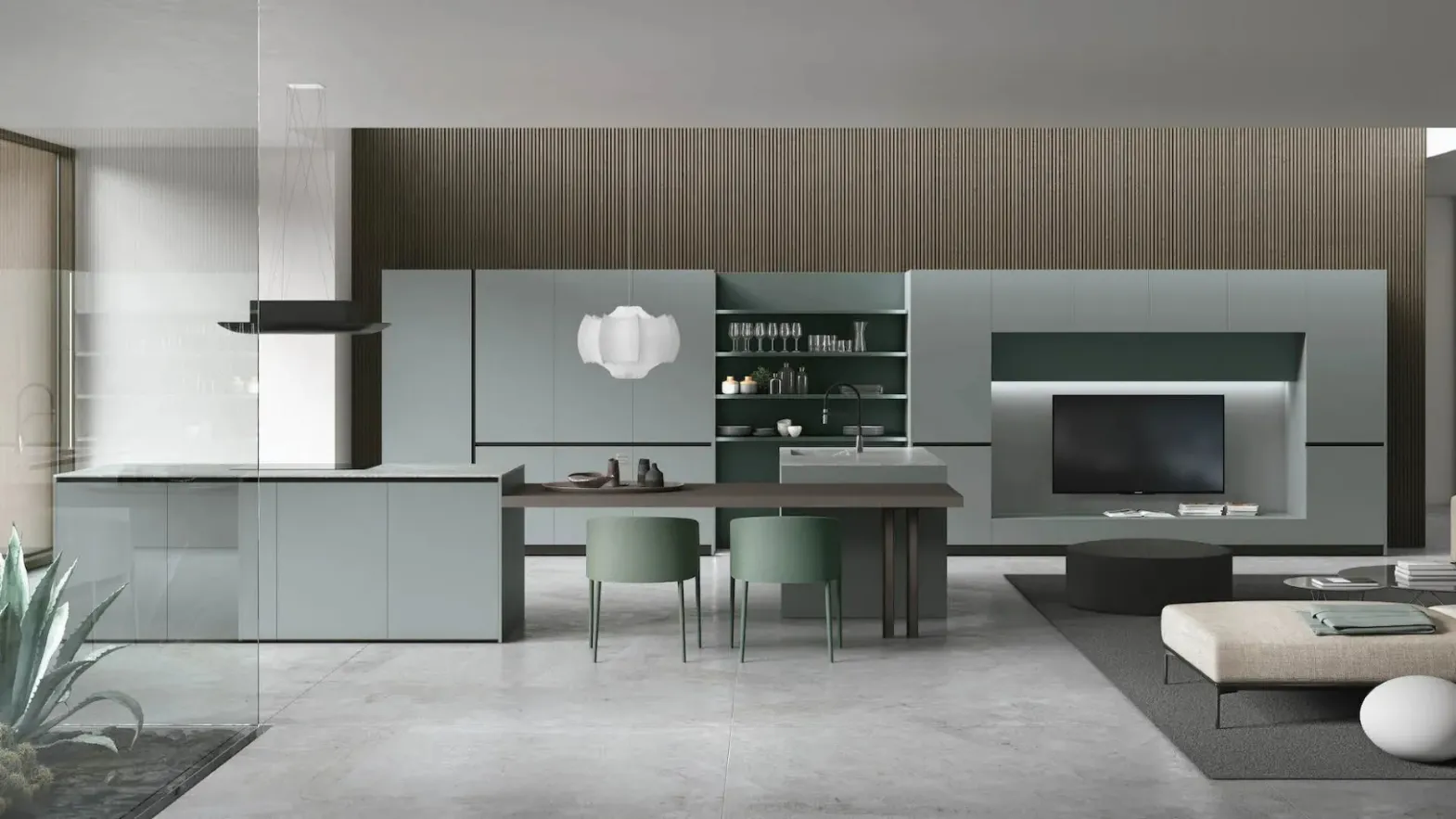 Cucina Moderna con isola Color Trend di Stosa