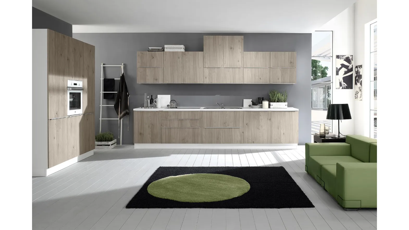 Cucina Moderna ad angolo Mia 03 Rovere Grigio di Net Cucine