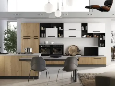 Cucina Moderna con penisola Nala in rovere savana di Mobilturi