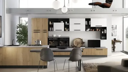 Cucina Moderna con penisola Nala in rovere savana di Mobilturi