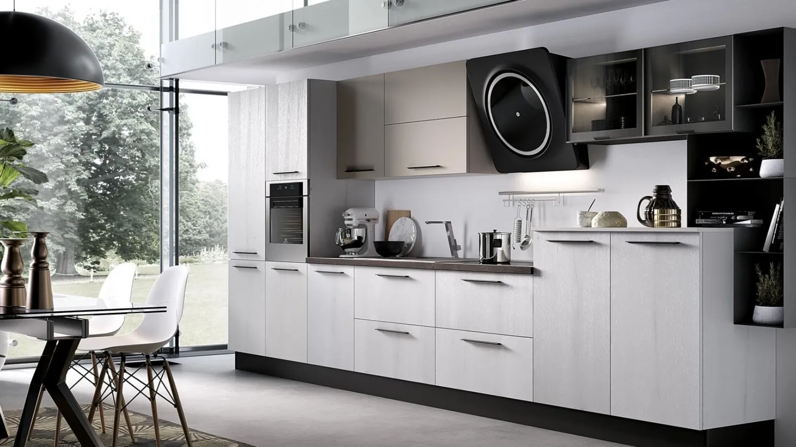 Cucina Moderna lineare Nala in rovere pietra di Mobilturi