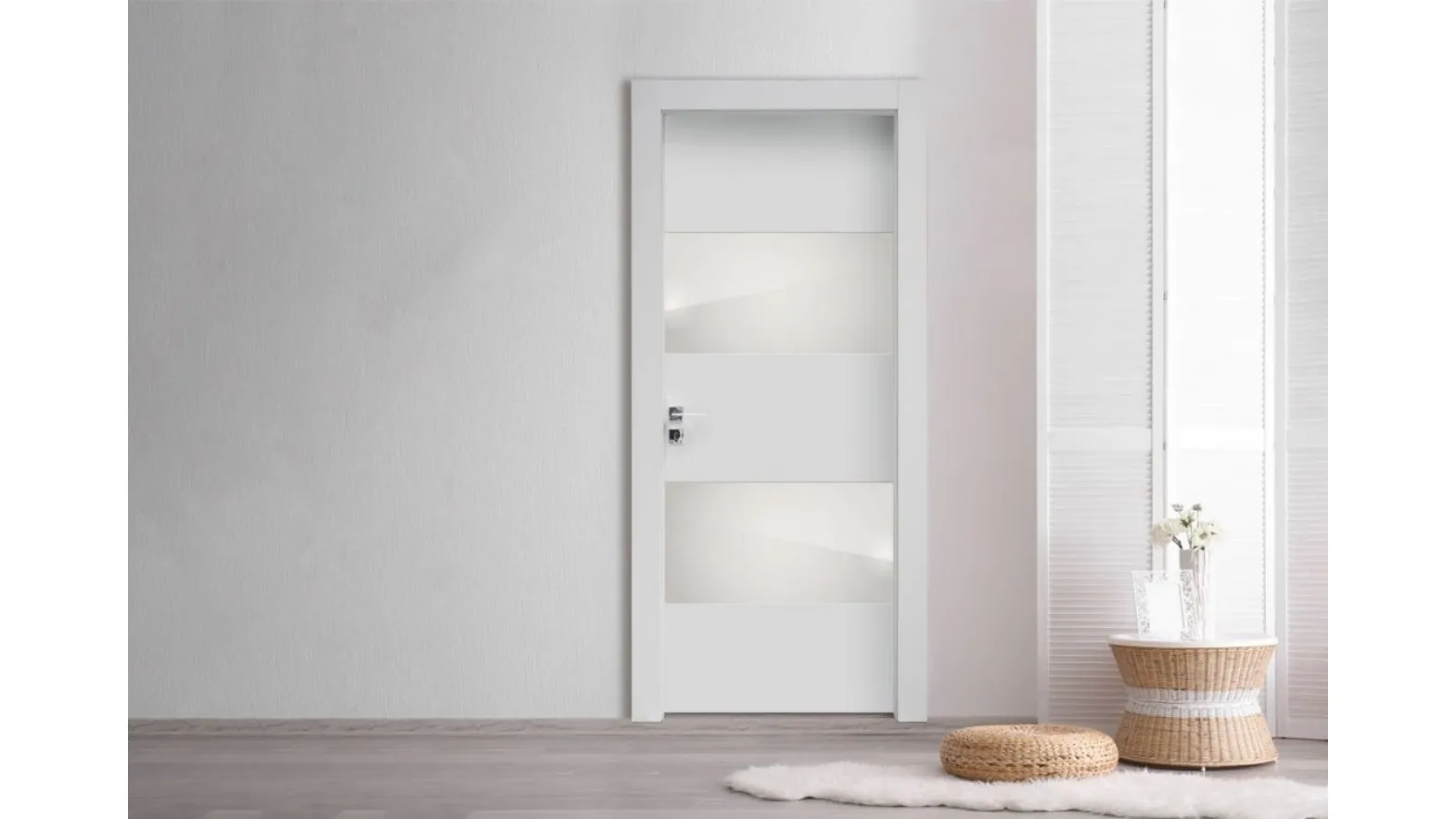 Porta per interni Fashion Incantevole in laccato bianco con inserti in vetro di Nusco