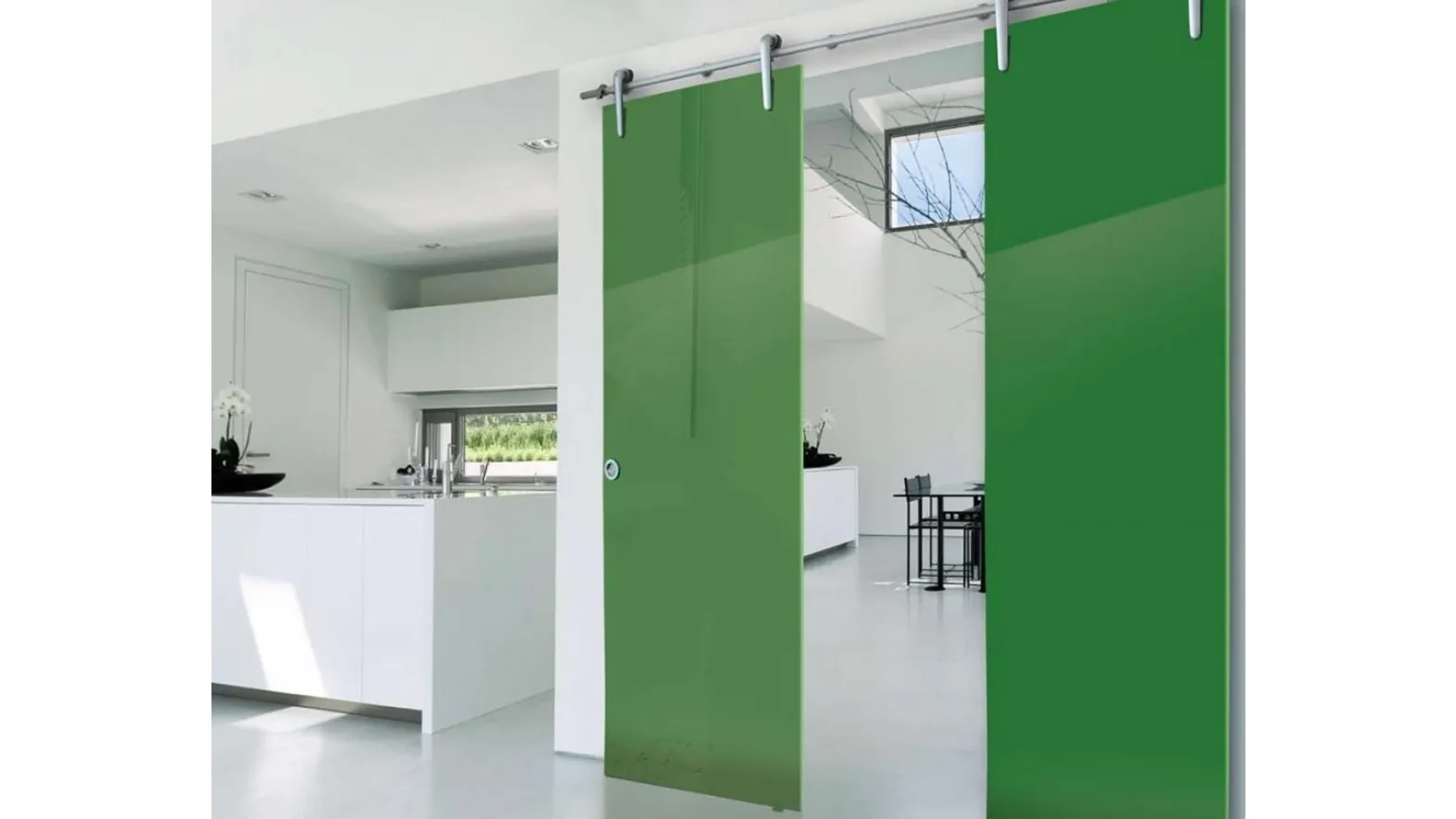 Porta per interni Luxdoors Arms in vetro laccato e alluminio di Nusco