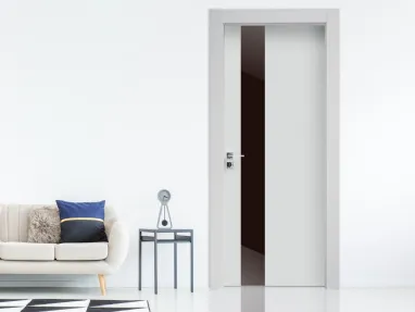 Porta per interni Mirror 200 in laccato bianco con inserto in vetro di Nusco