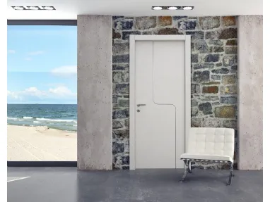 Porta per interni NGL in laminato bianco con inserto in alluminio di Nusco